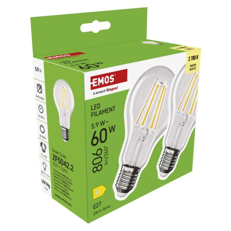 LED žiarovka Filament A60 / E27 / 5,9 W (60 W) / 806 lm / Teplá biela 6