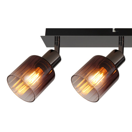 Stropné svietidlo, kov čierny chróm, sklo medenej farby a priehľadné, DxŠxV: 550x80x180mm, bez žiaro 7