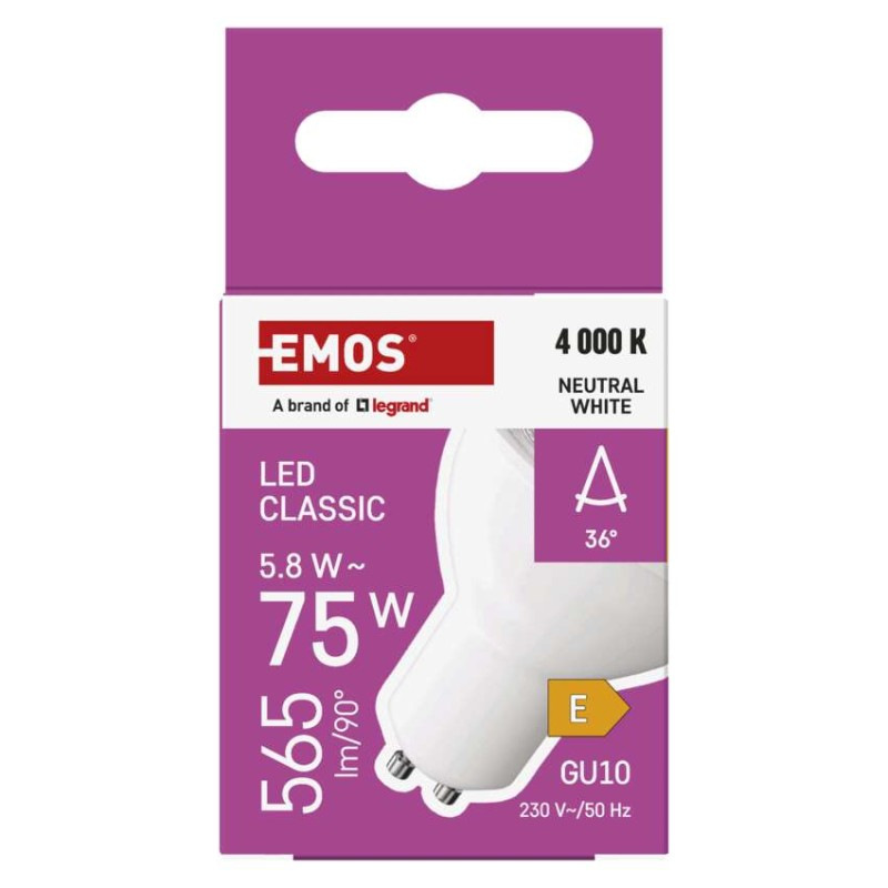LED žiarovka Classic MR16 / GU10 / 5,8 W (75 W) / 565 lm / Neutrálna biela 9