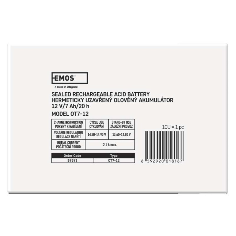 Bezúdržbový olovený akumulátor 12 V/7 Ah, faston 4,7 mm 5