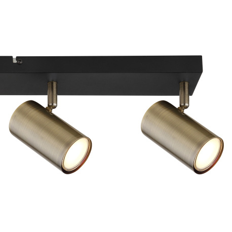 Stropné svietidlo, kov čierny, mosadz, DxŠxV:560x60x120mm, bez žiaroviek 4x GU10, max. 35W 230V 5