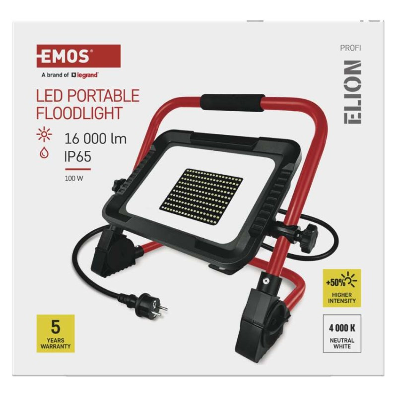 LED reflektor ELION 100W, červeno-čierny, IP65, 16 000 lm, neutrálna biela 13
