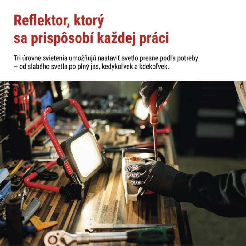 LED reflektor ACCO nabíjací prenosný, 35 W studená biela 8