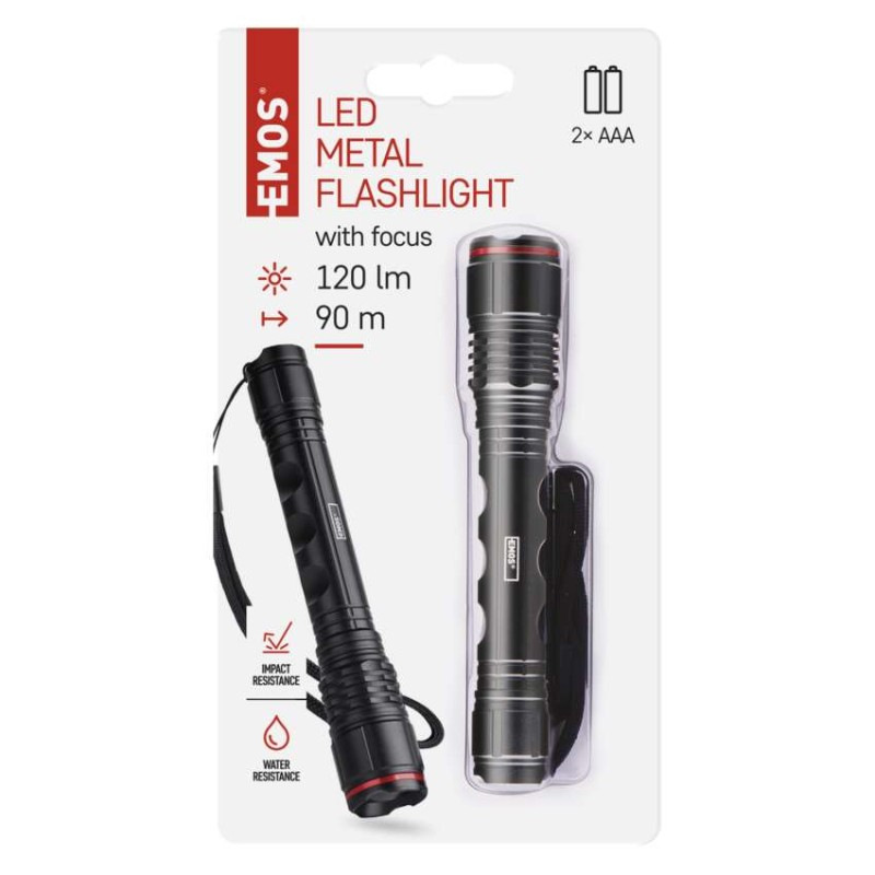 LED ručné kovové svietidlo P3113, 120 lm, 2× AAA, FOKUS 3