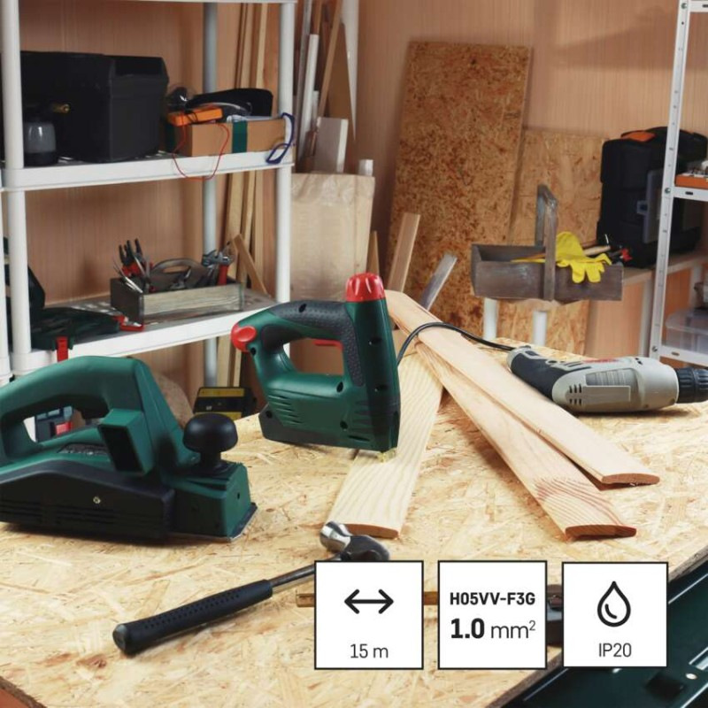 Predlžovací kábel na bubne 15 m / 4 zásuvky / červený / PVC / 230 V / 1 mm2 5