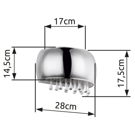 Nástenné svietidlo, chróm, sklo dymové, sklenené krištále priehľadné, ŠxV:280x175, H:145, bez žiarov 10