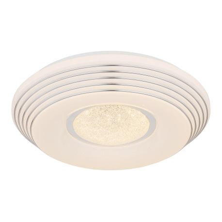 Stropné svietidlo, kov biely, akryl biely, trblietavý efekt, plastové krištále, chróm, stmievateľné, 6