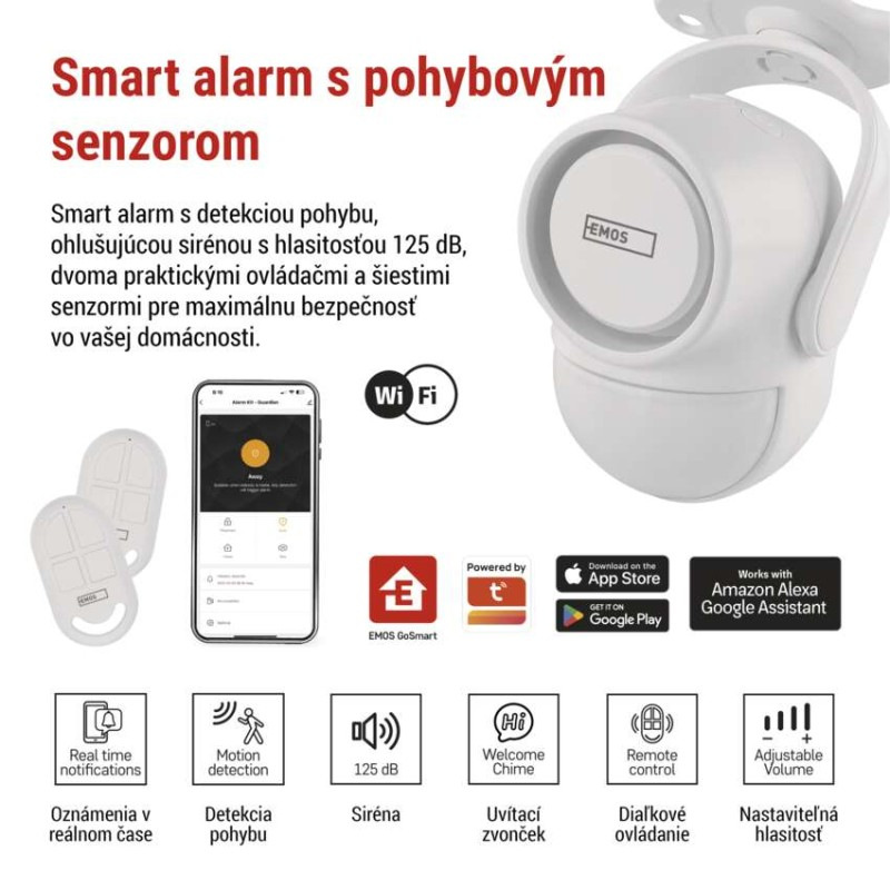 GoSmart alarm IP‑1256L GUARDIAN s pohybovým senzorom, 6× dverový/okený senzor, WiFi 1