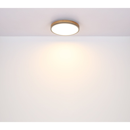 Stropné svietidlo, kov grafit, MDF vzhľad dreva, plast biely, ø: 450mm, V:85mm, vrátane LED 24W 230V 6