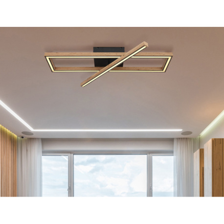 Stropné svietidlo kov čierny matný, MDF imitácia dreva, plast biely, niekoľko úrovní cez nástenný sp 11