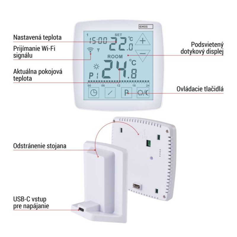 Izbový programovateľný bezdrôtový WiFi GoSmart termostat P56S11 9