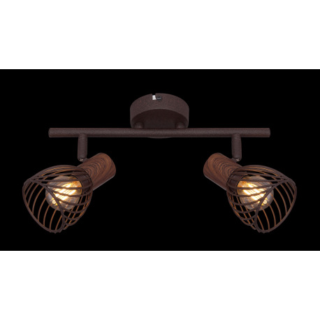 Nástenné svietidlo, kov vo farbe imitujúcu hrdzu, kov imitácia dreva, DxV:300x160, bez žiaroviek 2xE 12