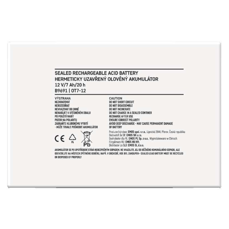 Bezúdržbový olovený akumulátor 12 V/7 Ah, faston 4,7 mm 6