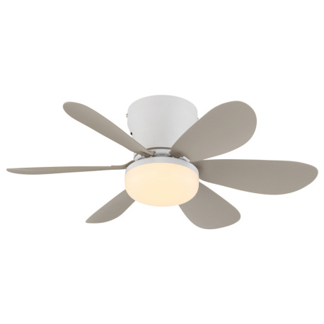 Stropný ventilátor, kov biely matný, plast piesková matná, stmievateľný, viacero rýchlostí pomocou n 8