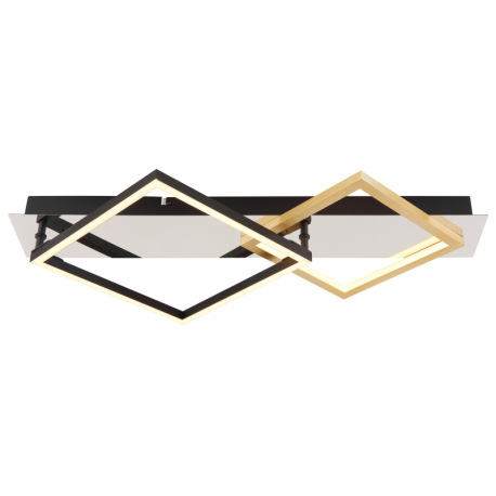Stropné svietidlo, kov chróm, kov čierny matný, brúsený hliník zlatej farby, plast biely, DxŠxV: 590 3