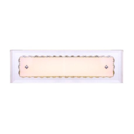 Nástenné svietidlo, kov strieborný, chróm, sklo opál, K9 krištále priehľadné, zrkadlo, ŠxV:400x120, 3