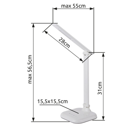 Stolová svietidlo, plast, biela, s adaptérom, nastaviteľná, zmena farby svetla CCT 4000 - 5000 - 600 10