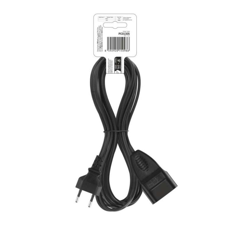 Dvojžilový pohyblivý prívod 5 m / 1 zásuvka / čierny / PVC / 0,75 mm2 6