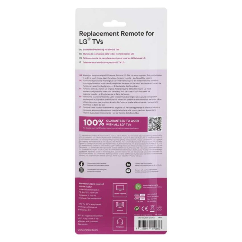 Univerzálny diaľkový ovládač OFA pre TV LG 4