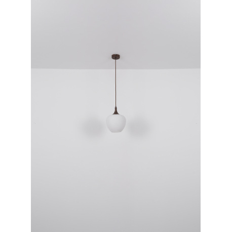 Závesné svietidlo, kov farba kávy, sklo biele, kábel textil hnedý, ø:240mm, V: 1200mm, bez žiarovky 6