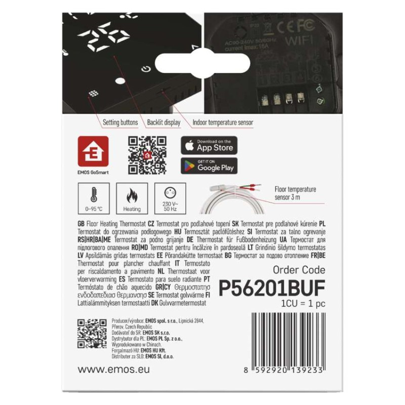 Podlahový programovateľný drôtový WiFi GoSmart termostat P56201BUF 13