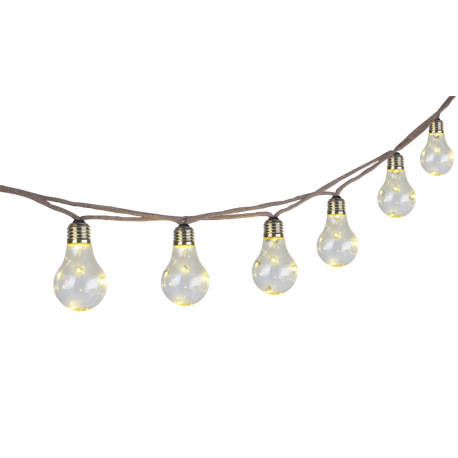 Solárne svietidlo, reťaz, plast jantár, konopné lano hnedé, 10 žiaroviek, dĺžka napájacieho vedenia 4