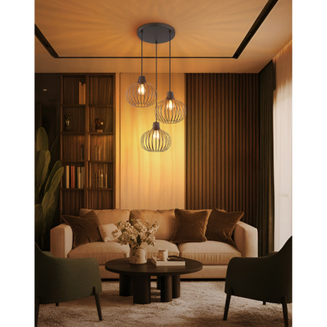 Závesné svietidlo, kov imitácia hrdze, čierny kábel PVC, možnosť skrátenia výšky, ø: 500mm, V: 1200m 1