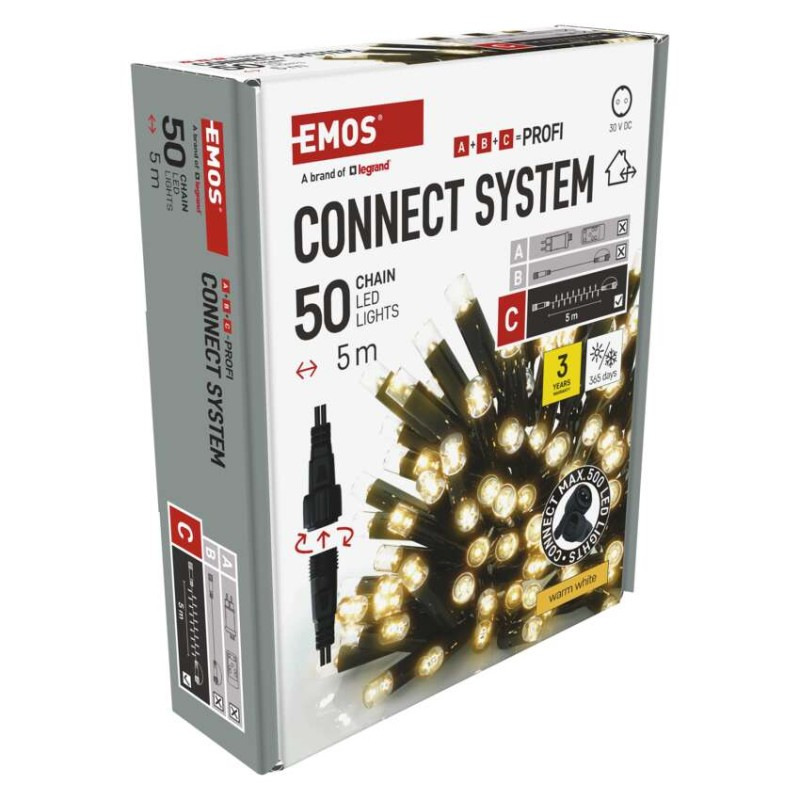 Profi LED spojovacia reťaz čierna, 5 m, vonkajšia aj vnútorná, teplá biela 13