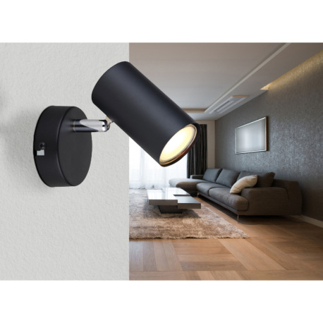 Nástenné svietidlo, kov čierny matný, chróm, ŠxV: 80x100mm, H: 120mm, bez žiarovky 1xGU10, max. 25W 4