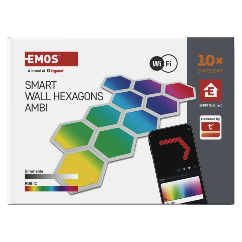 GoSmart LED svietidlo Hexagon, štartovací sada, 10 dielov, 19 W, RGBIC stmievateľné, WiFi 11