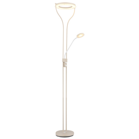 Stojanová lampa, kov, matná piesková farba, biely kov, sklo číre/satinované, biely PVC kábel, otočný