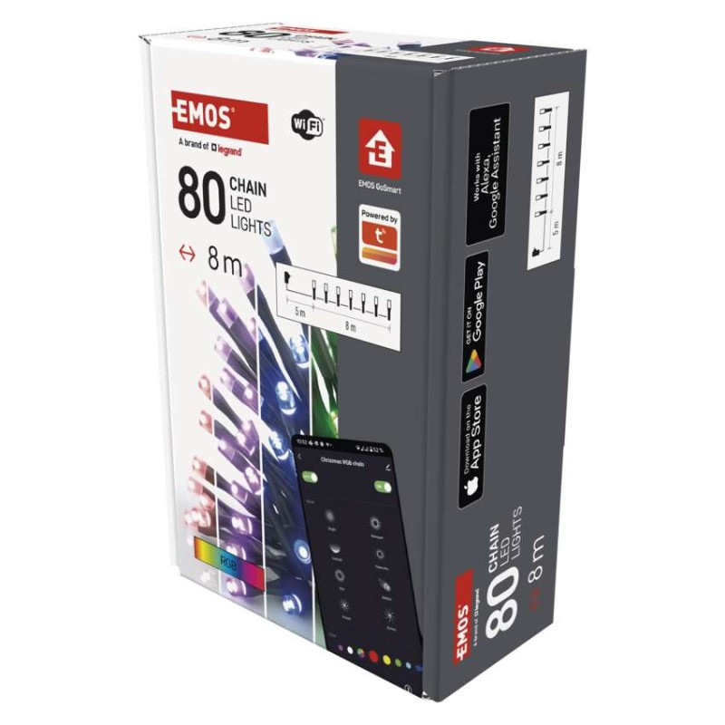 GoSmart LED vianočná reťaz, 8 m, vonkajšia aj vnútorná, RGB, programy, časovač, wifi 1