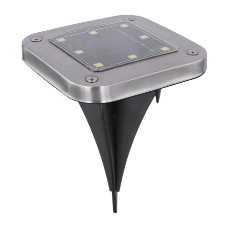 Solárne svietidlo, oceľ, plast čierny, priehľadný, IP44, tvar štvorca, so zapichovacím hrotom, akumu 7