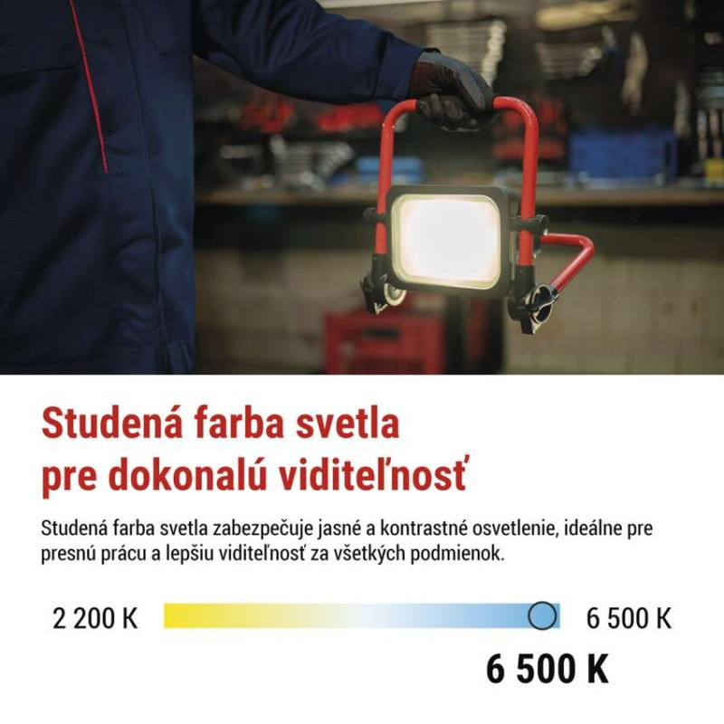 LED reflektor ACCO nabíjací prenosný, 35 W studená biela 9