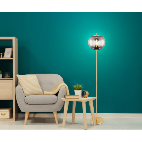 Stojanové svietidlo, kov mosadz, sklo, vypínač , ø: 300mm, V:1600mm, dĺžka kábla 1800mm, bez žiarovk 1