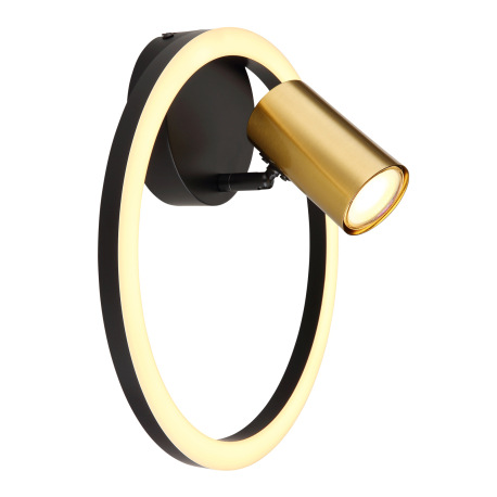 Nástenné svietidlo kov čierny matný, kov mosadz matná, plast biely, ø: 300mm, V: 150mm, vrátane LED