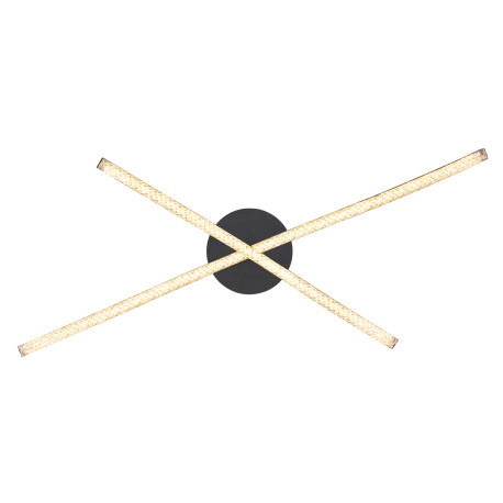 Stropné svietidlo, kov čierny, akryl, akrylové krištále priehľadné, 1 otočné rameno, 61cm dlhé, DxŠx 4