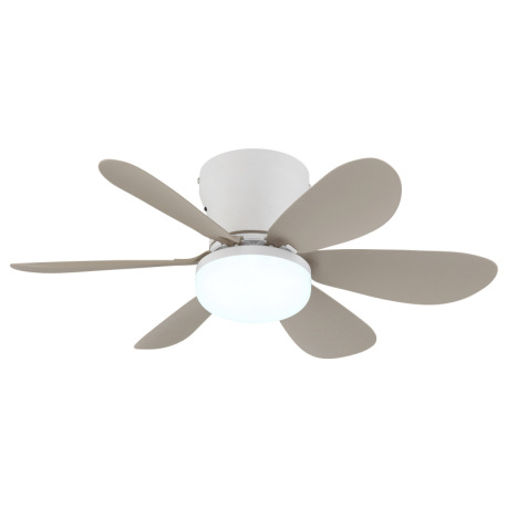 Stropný ventilátor, kov biely matný, plast piesková matná, stmievateľný, viacero rýchlostí pomocou n 18