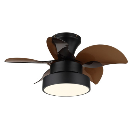 Stropný ventilátor, matný čierny kov, hnedý/biely plast, viacero rýchlostí pomocou nástenného vypína