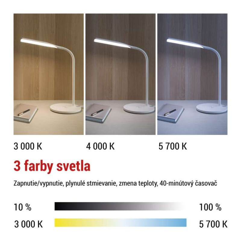 LED stolná lampa OSCAR, biela 4