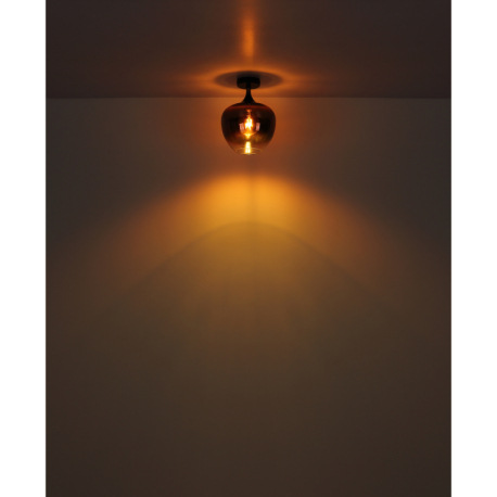 Závesné svietidlo, kov čierny, kov čierny chróm, sklo medenej farby, priehľadné, textilný kábel čier 11