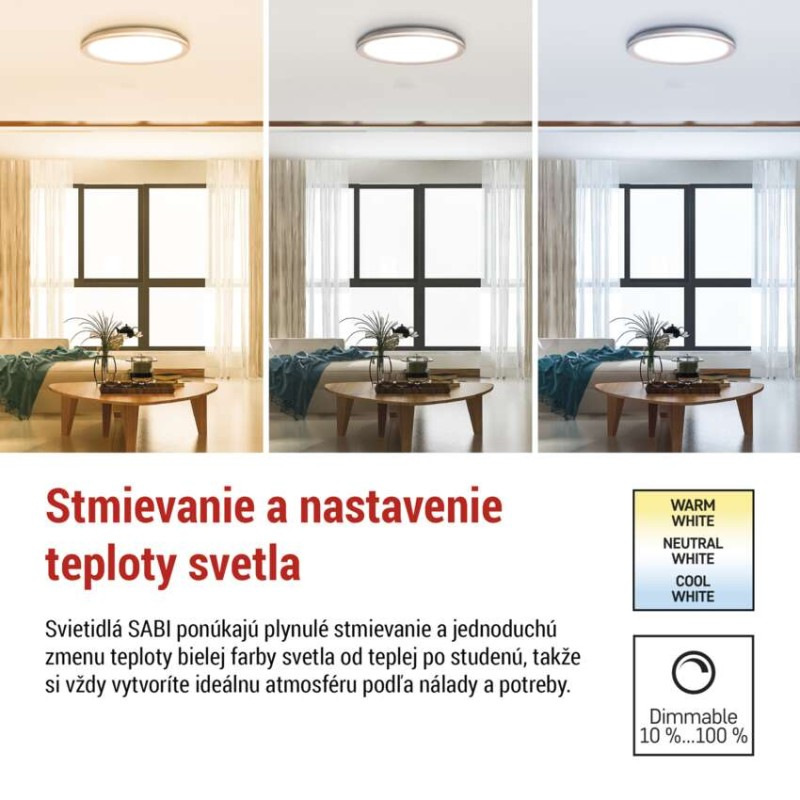 LED prisadené svietidlo SABI, kruhové 30W, stmiev.so zmenou CCT 5
