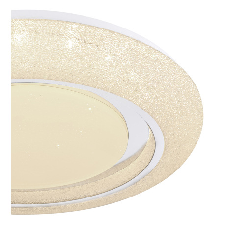 Stropné svietidlo, kov biely, akryl biely, chróm, kompatibilné s Google Assistant a Alexa, pamäťová 5