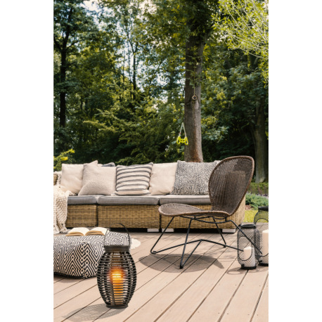 Solárne svietidlo, plast sivý, ratan sivý, lampáš na zavesenie alebo státie, efekt ohňa, IP44, vypín 2