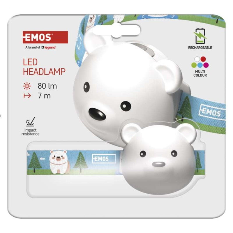LED nabíjacia čelovka medveď P3543, 80 lm, Li-Pol 500 mAh 1