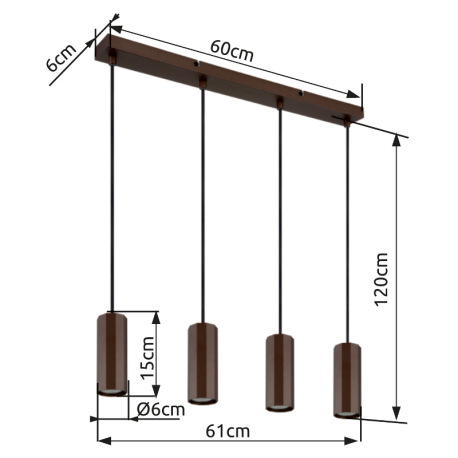 Závesné svietidlo, kov bronz matný, hliník bronz matný, kábel PVC čierny, výškovo nastaviteľné, DxŠx 8