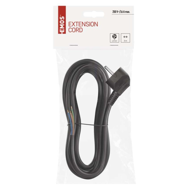 Flexo šnúra PVC 3× 1,5mm2, 3m, čierna 1