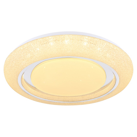 Stropné svietidlo, kov biely, akryl biely, chróm, kompatibilné s Google Assistant a Alexa, pamäťová 16