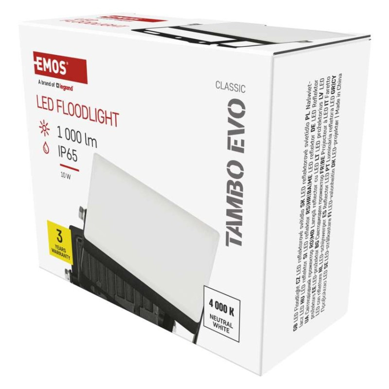 LED reflektor TAMBO EVO, 10 W, 1000 lm, IP65, čierny