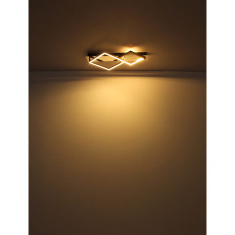 Stropné svietidlo, kov chróm, kov čierny matný, brúsený hliník zlatej farby, plast biely, DxŠxV: 590 5